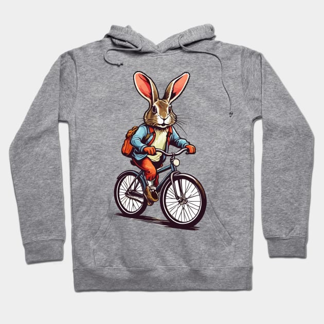 Rabbit on Bicycle Hoodie by Maria Murtaza